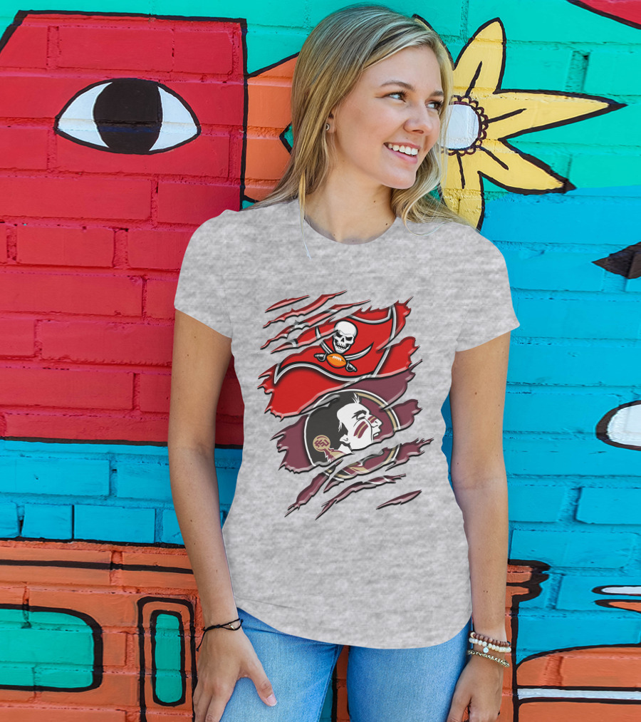 Tampa Bay Buccaneers Florida State Seminoles Logo Mashup T-Shirt