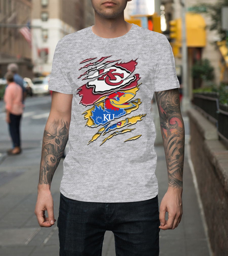 Kansas City Chiefs Kc Jayhawks Rip Design Rah 037 T-Shirt