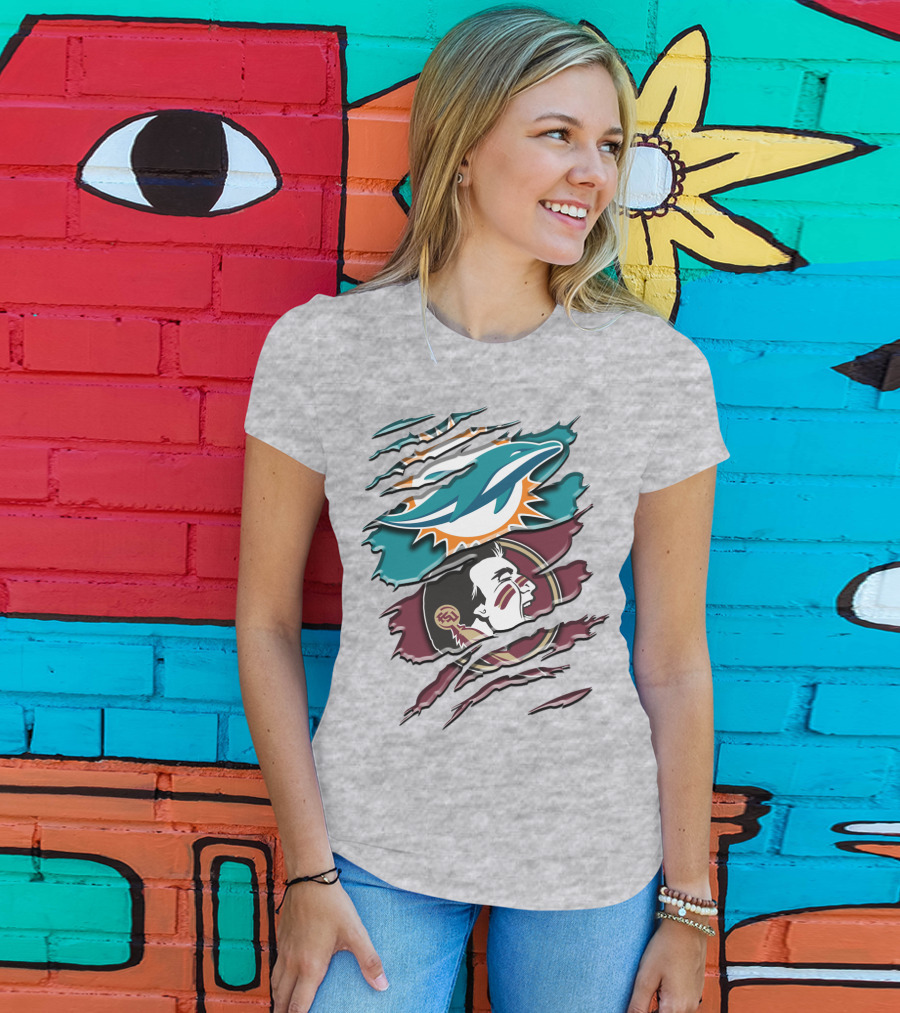 Dolphins Seminoles Fan Fusion T-Shirt