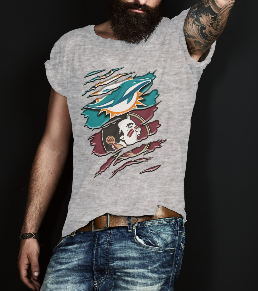 Dolphins Seminoles Fan Fusion T-Shirt