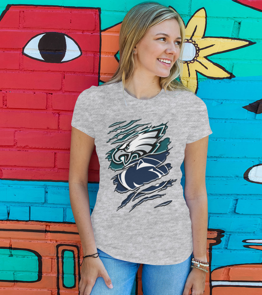 Philadelphia Eagles Penn State Nittany Lions Layered Claw Marks T-Shirt