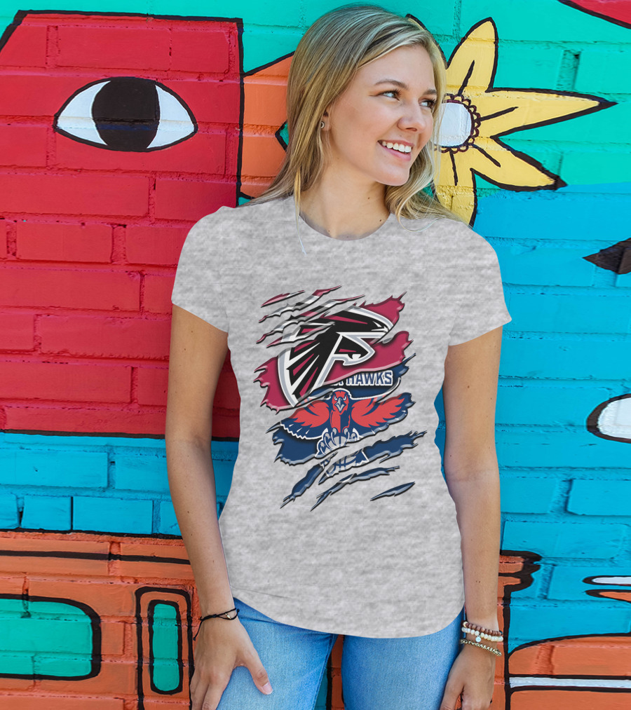 Atlanta Falcons And Hawks Logo Crossover Rah 060 T-Shirt
