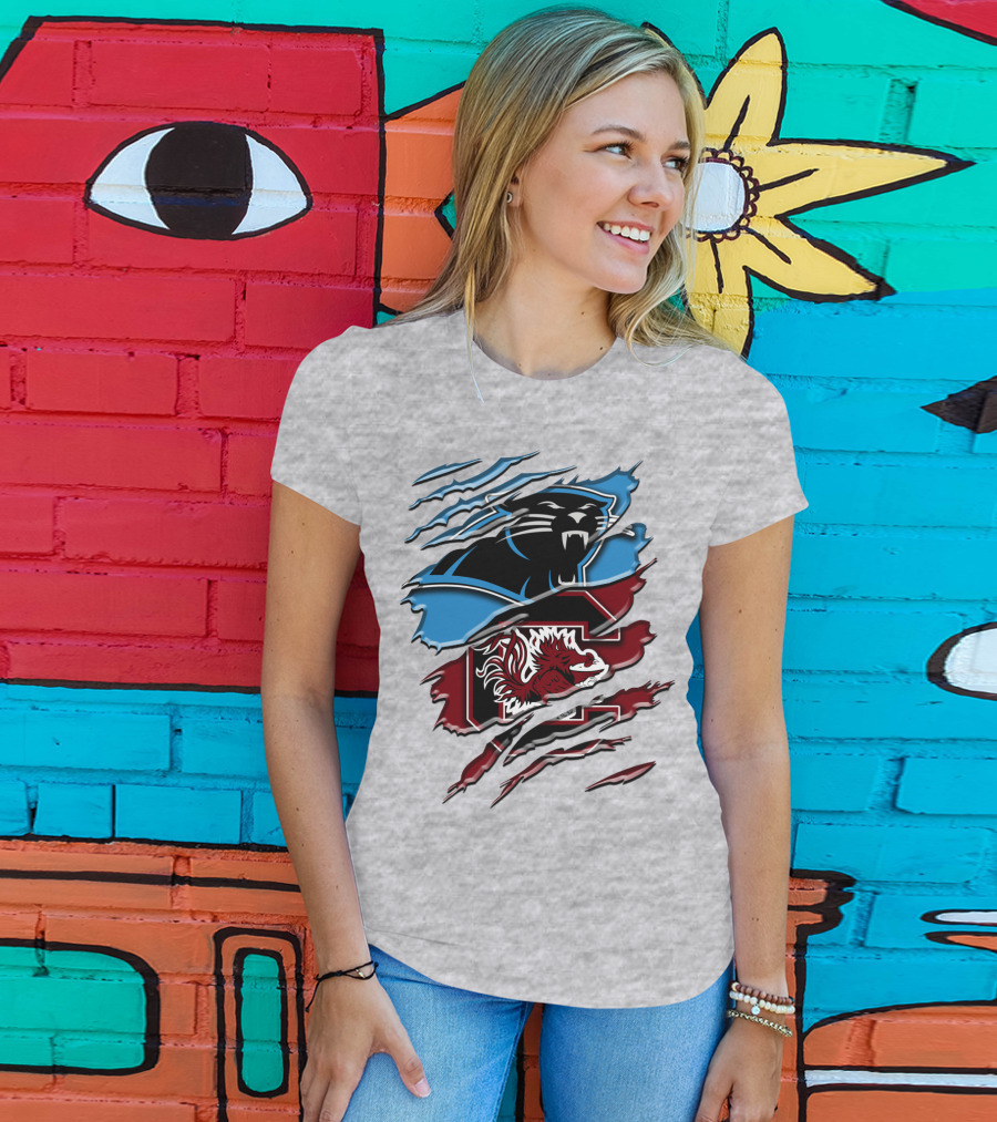 Carolina Panthers Gamecocks Ripped T-Shirt