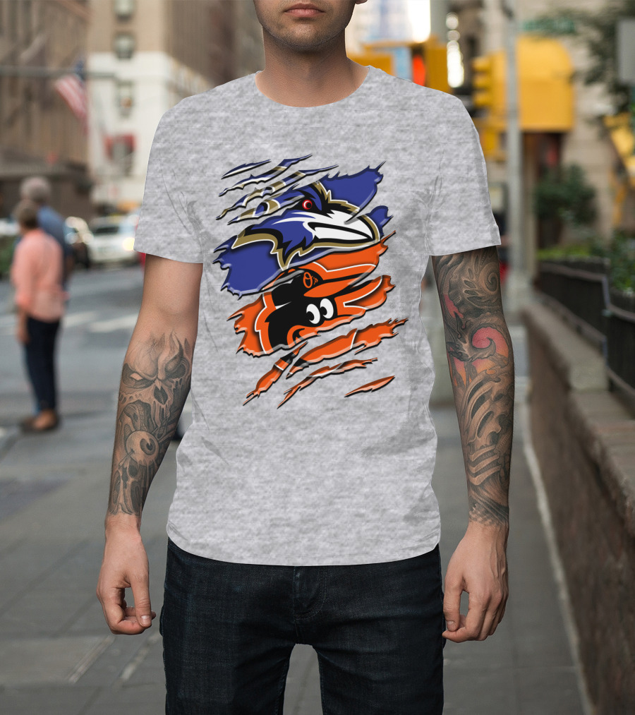 Baltimore Ravens Orioles Logo Mashup Rah 101 T-Shirt