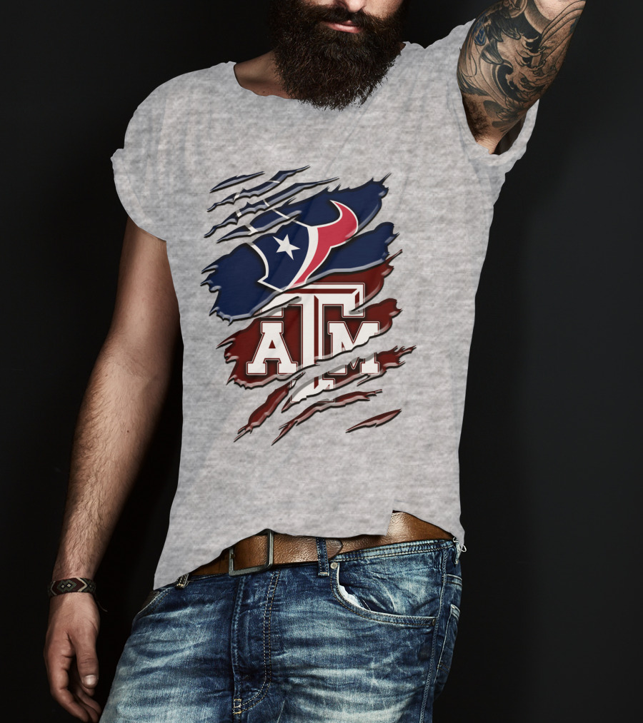 Texas A&M Aggies Houston Texans Torn Flag T-Shirt