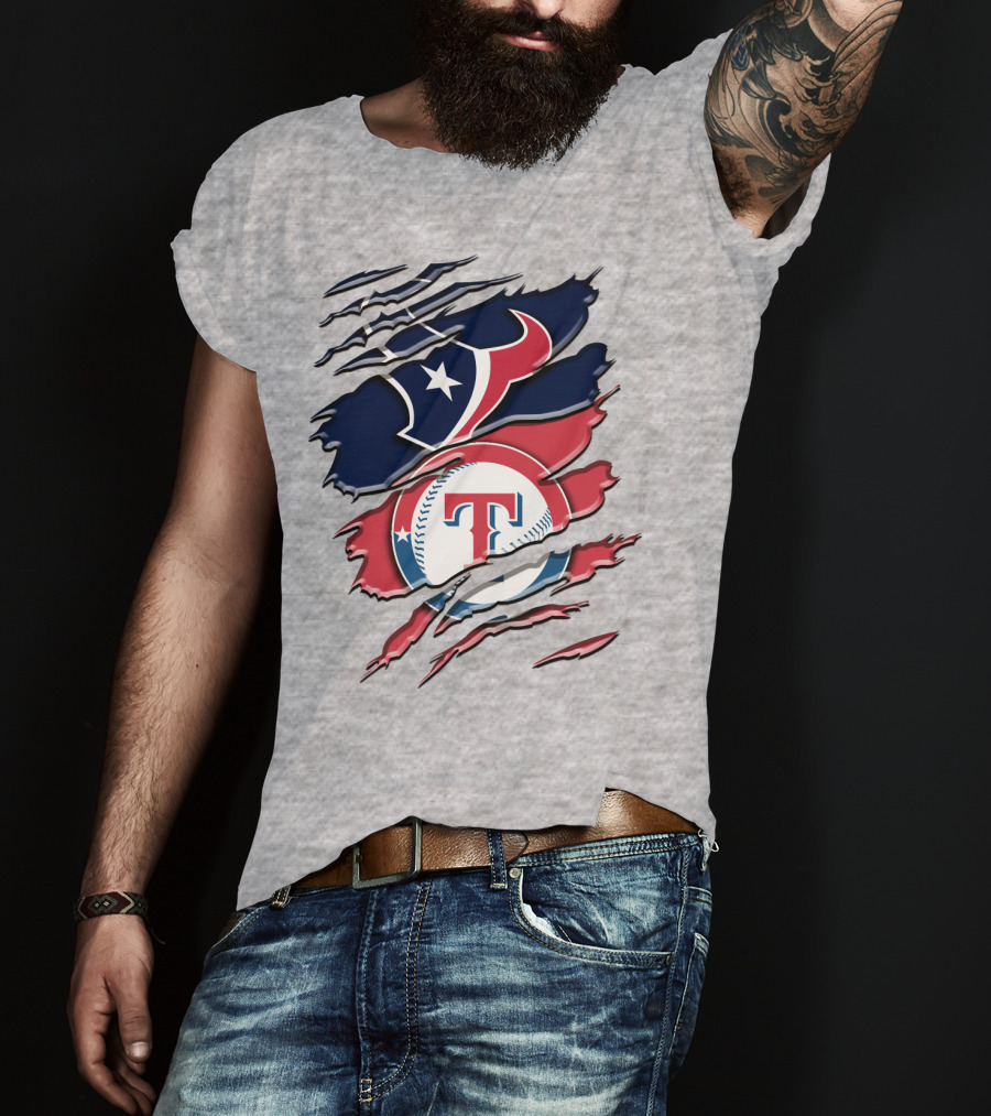 Houston Texans And Texas Rangers Sports Fan Rah 124 T-Shirt