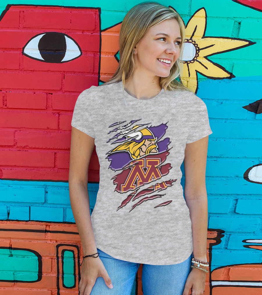 Minnesota Vikings And Golden Gophers Claw Marks Rah 133 T-Shirt