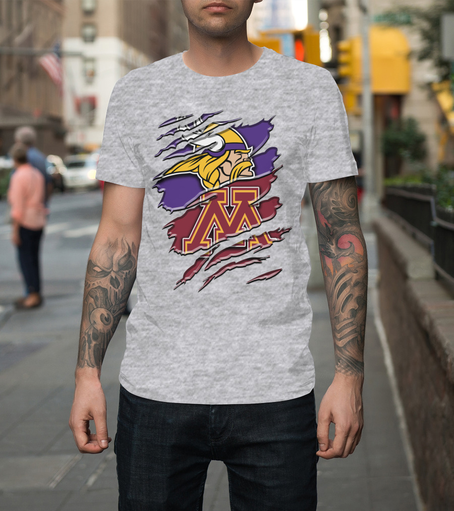 Minnesota Vikings And Golden Gophers Claw Marks Rah 133 T-Shirt