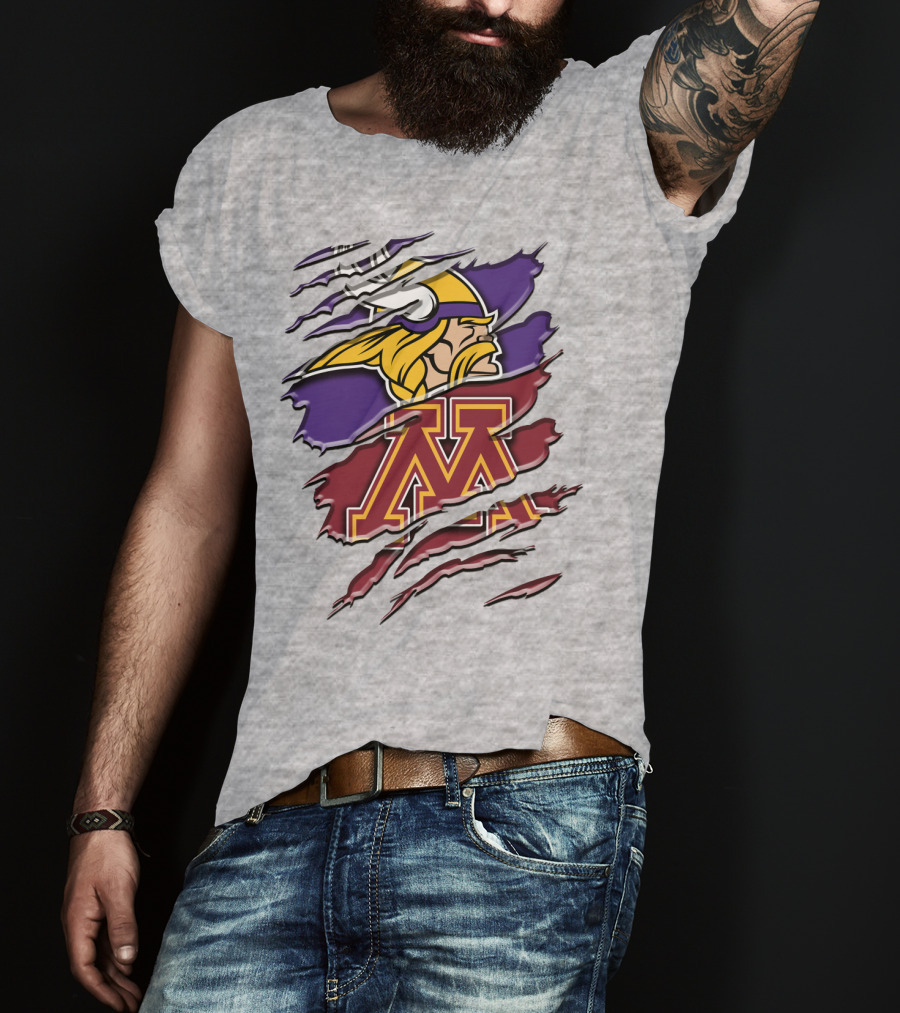 Minnesota Vikings And Golden Gophers Claw Marks Rah 133 T-Shirt