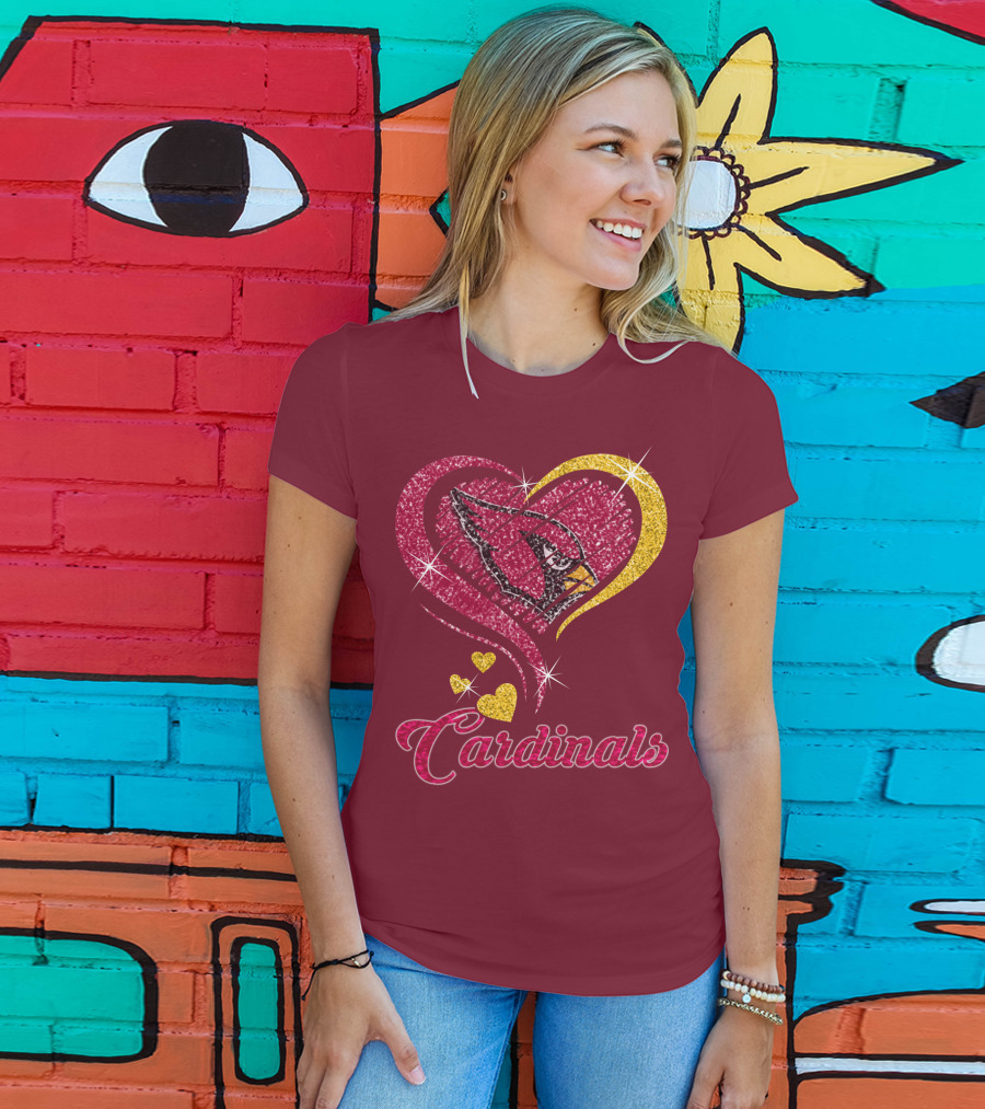 Cardinals Heart Glitter T-Shirt