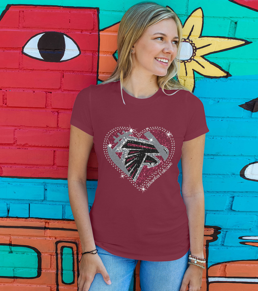 Atlanta Falcons Sparkling Heart T-Shirt