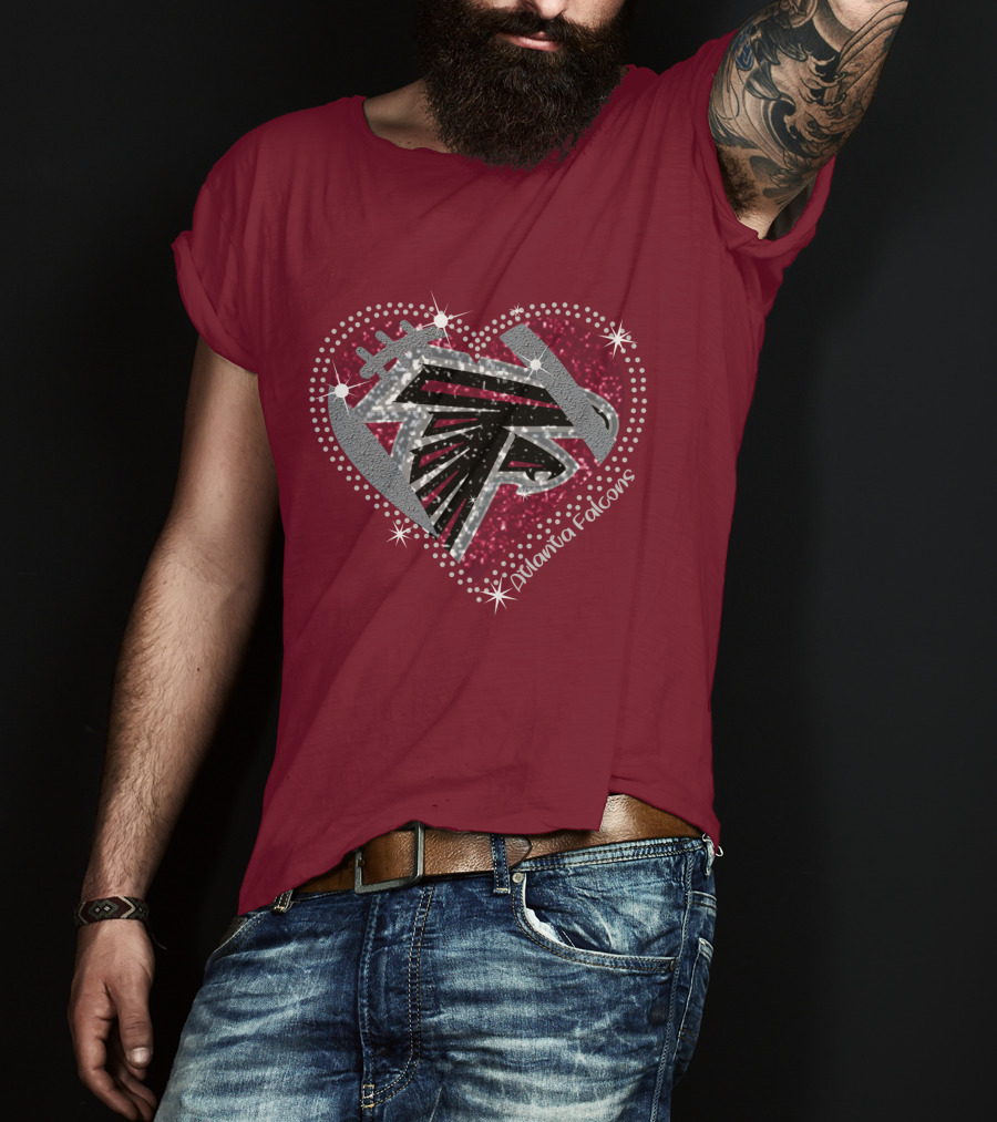 Atlanta Falcons Sparkling Heart T-Shirt