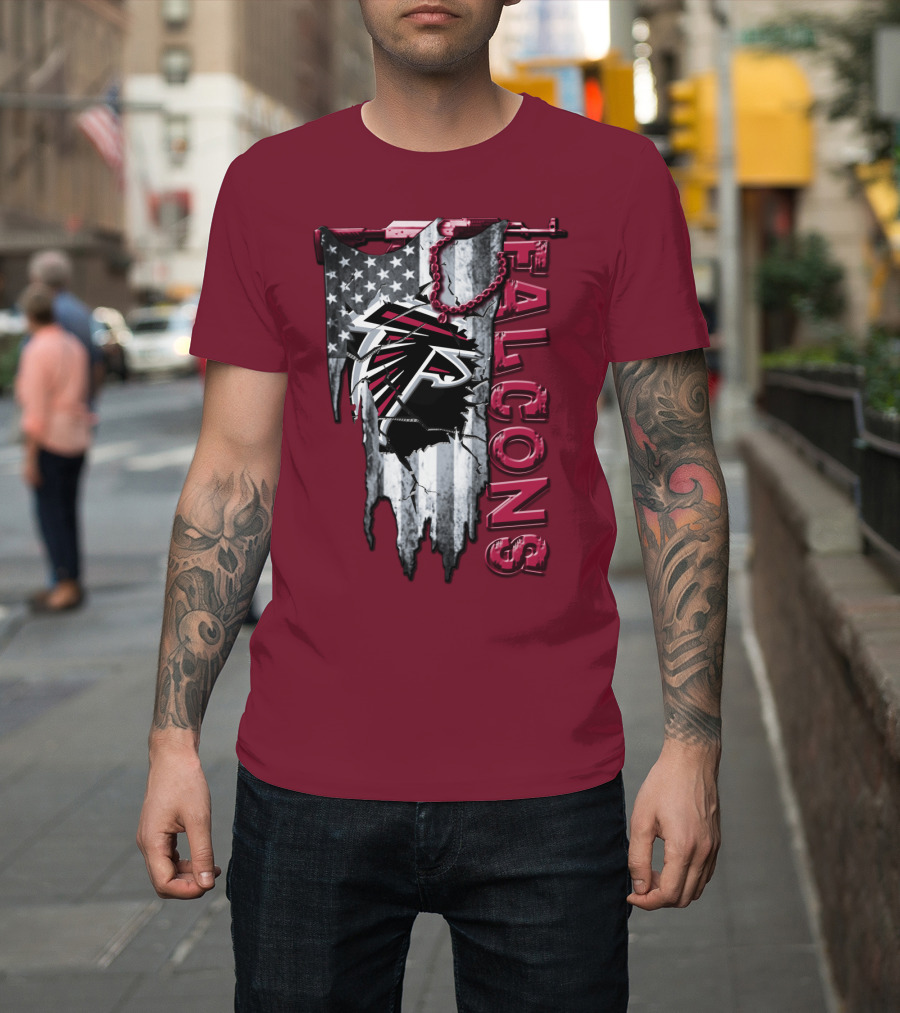 Atlanta Falcons American Flag Football Team T-Shirt