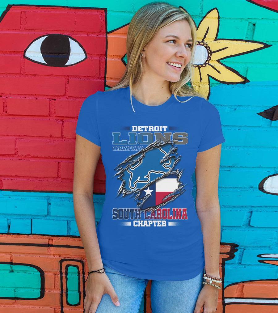 Detroit Lions Territory South Carolina Chapter Texas Flag T-Shirt