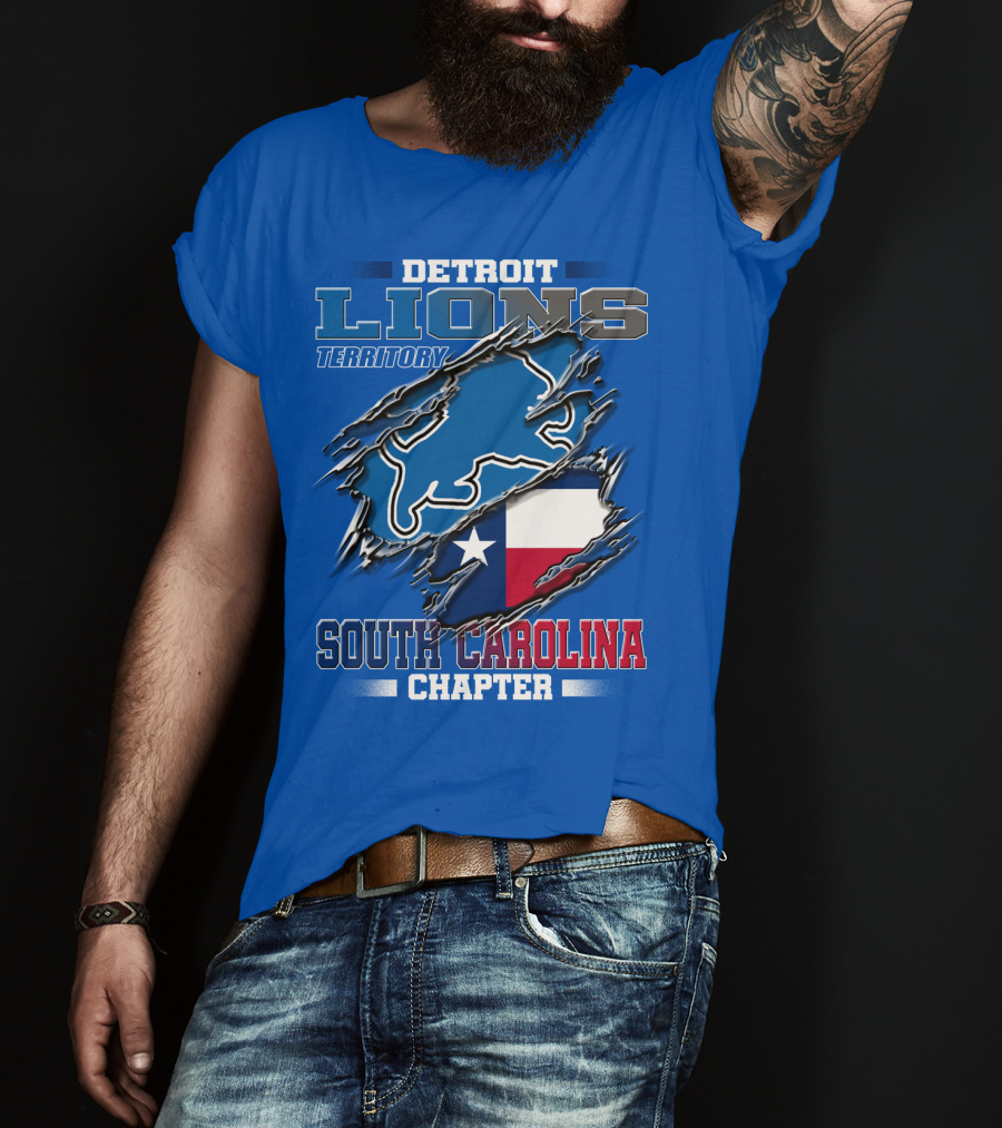 Detroit Lions Territory South Carolina Chapter Texas Flag T-Shirt