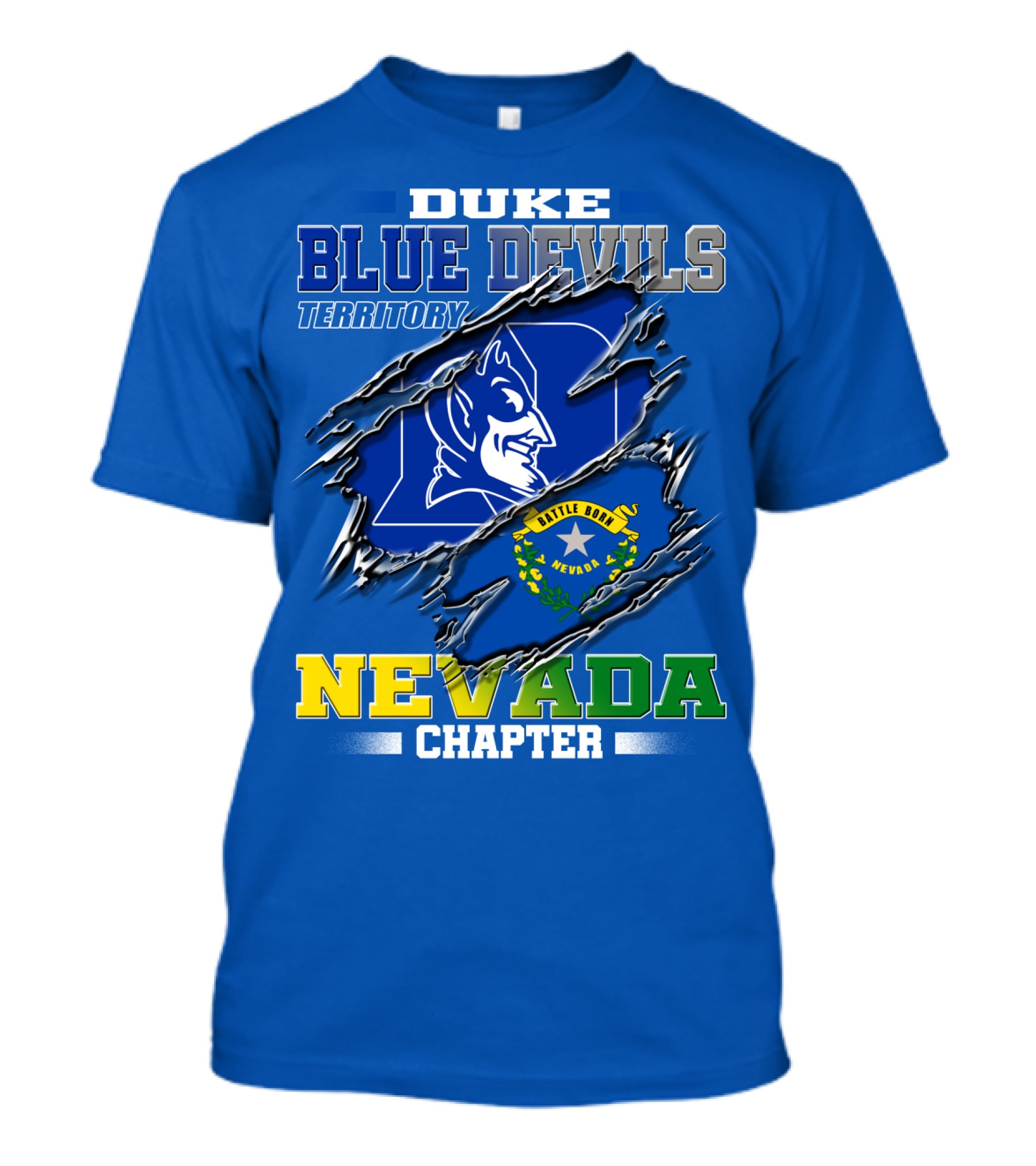 Duke Blue Devils Territory Nevada Chapter Battle Born Nevada T-Shirt