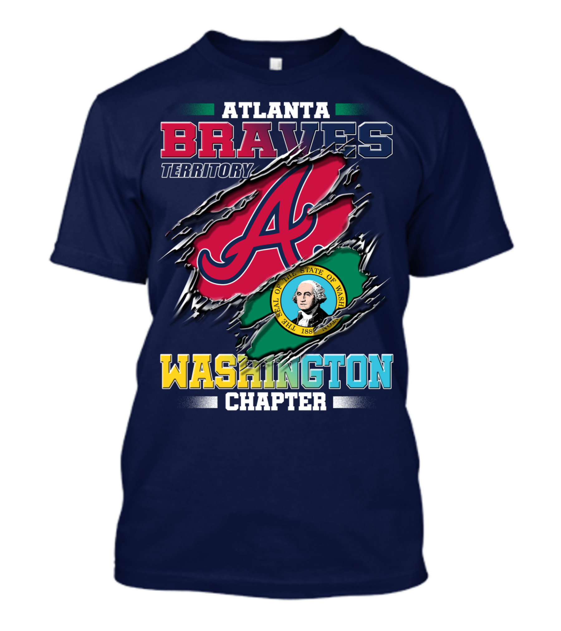 Atlanta Braves Territory Washington Chapter Seal Of The State Of Washington 1889 T-Shirt
