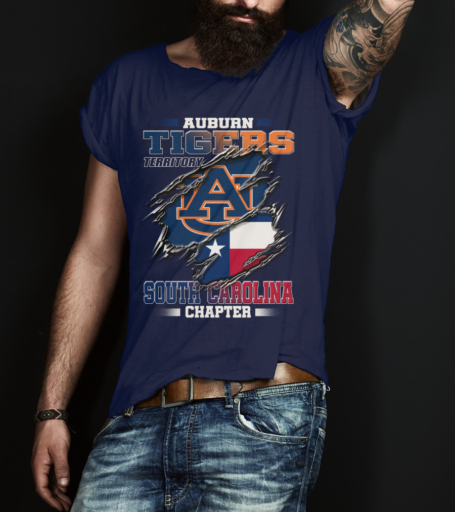 Auburn Tigers Territory South Carolina Chapter Texas Flag Icons T-Shirt