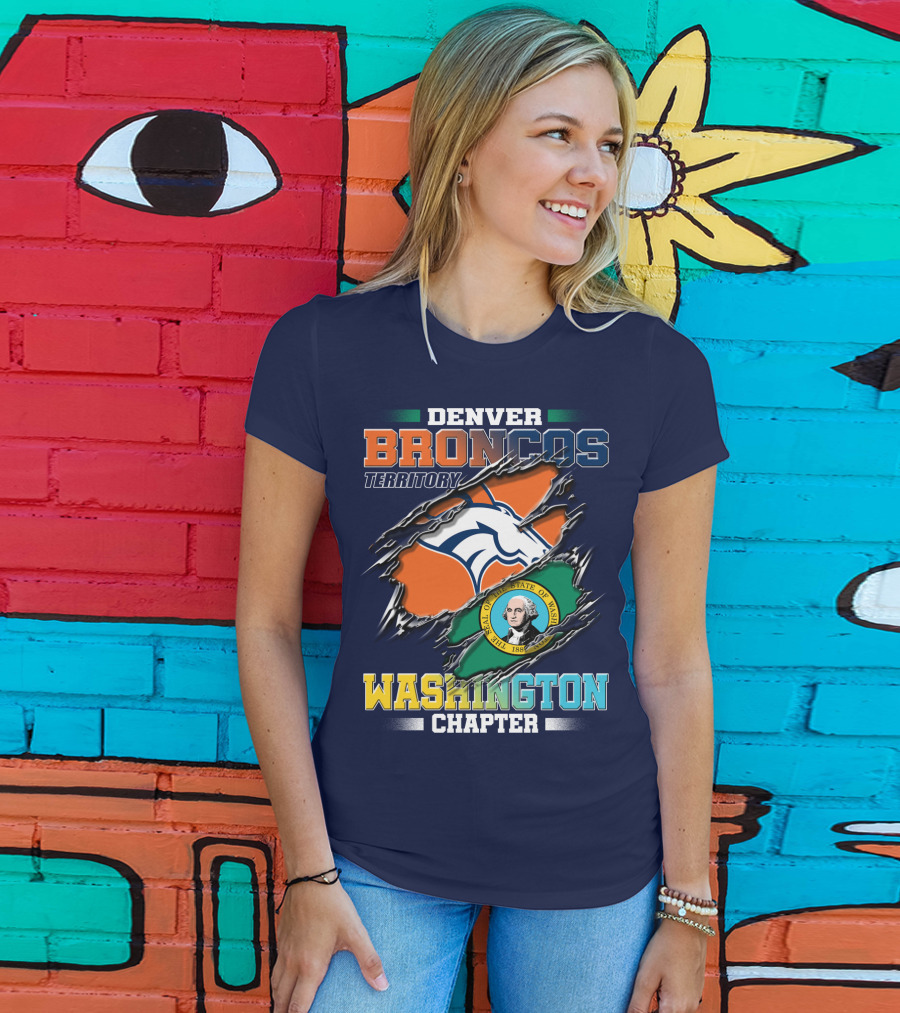 Denver Broncos Territory Washington Chapter Seal Of State Of Washington T-Shirt