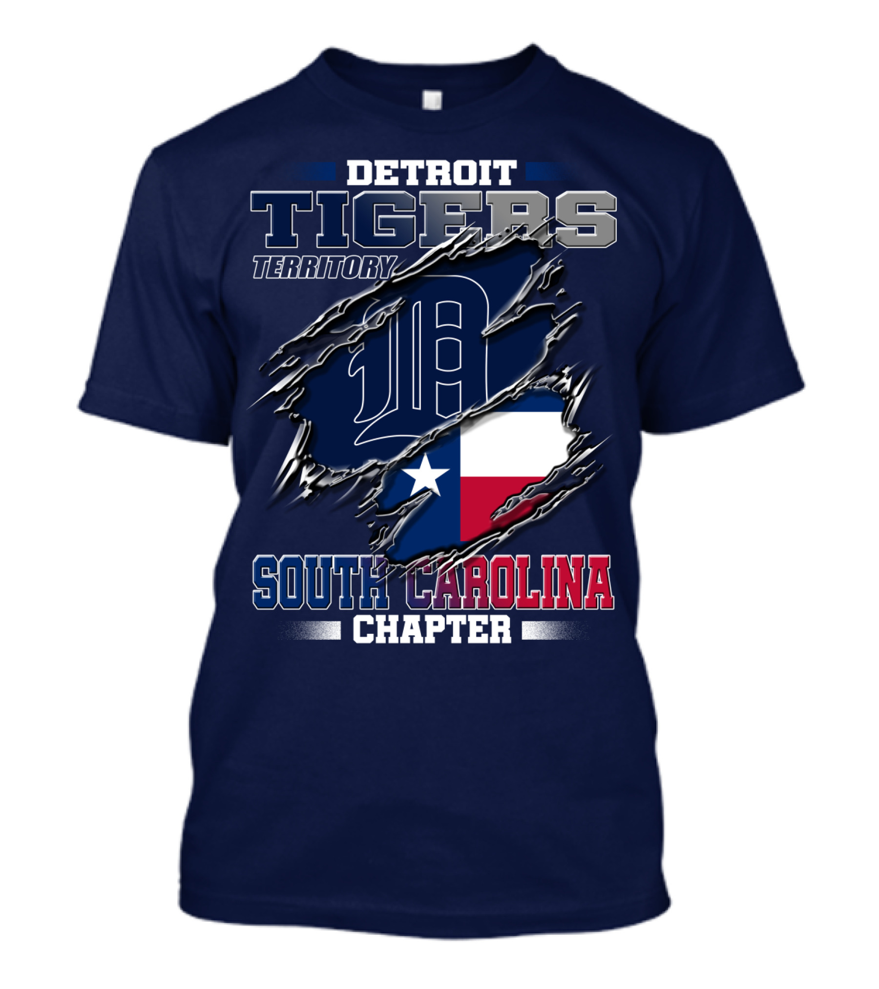 Detroit Tigers Territory South Carolina Chapter Texas Flag T-Shirt