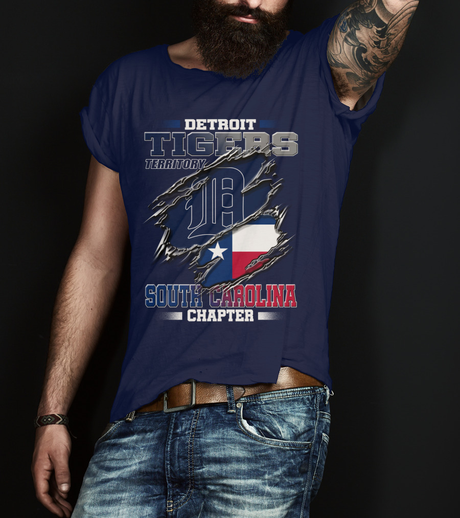 Detroit Tigers Territory South Carolina Chapter Texas Flag T-Shirt