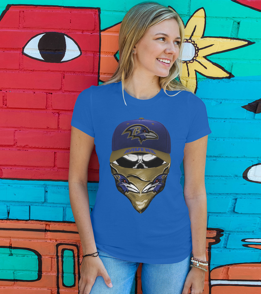 Baltimore Ravens Ravens Bandana And Logo Hat Combo T-Shirt