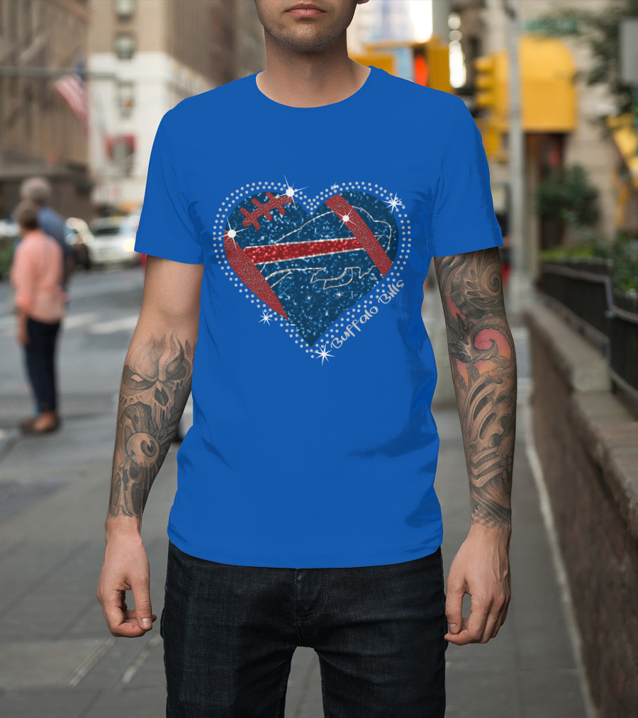 Buffalo Bills Heart Football Sparkle T-Shirt