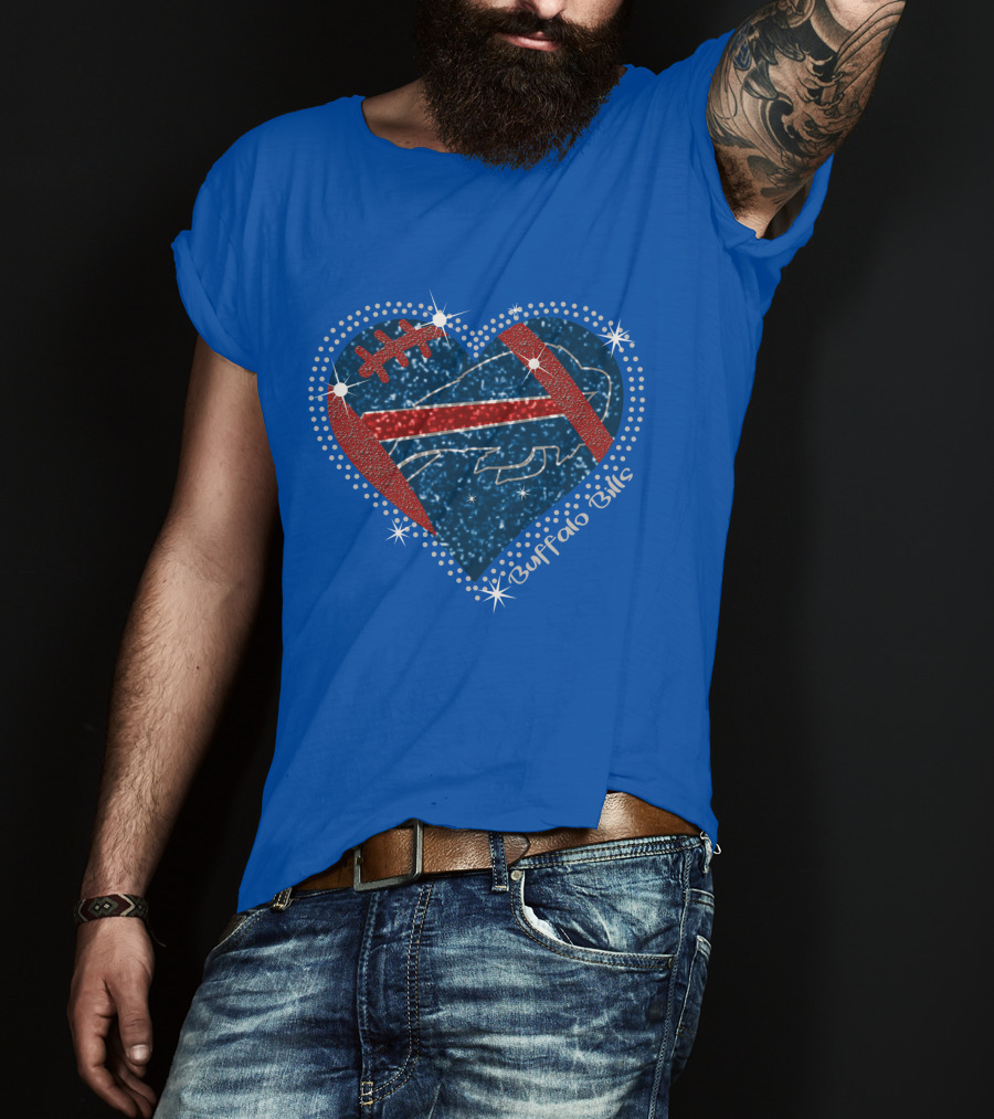 Buffalo Bills Heart Football Sparkle T-Shirt