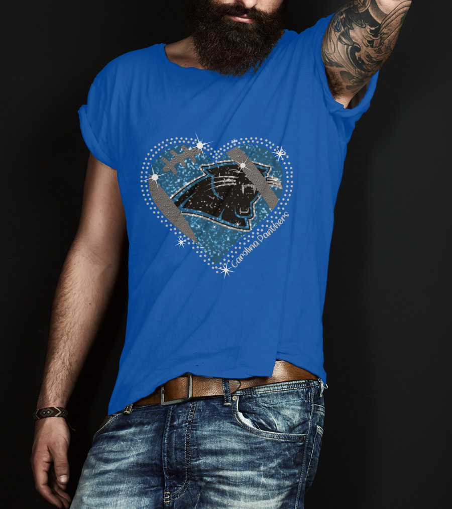Carolina Panthers Heart Football T-Shirt