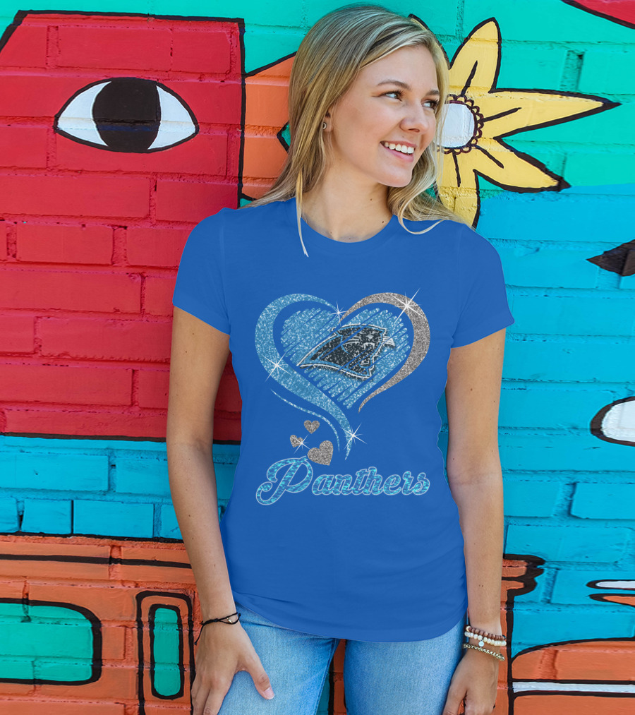 Panthers Heart Silver Blue T-Shirt