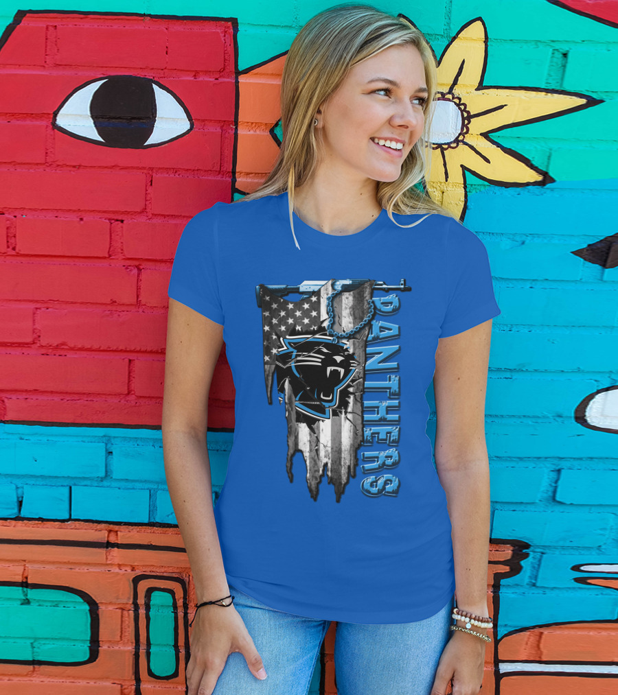 American Flag Carolina Panthers Logo Panthers T-Shirt