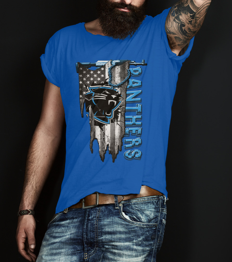 American Flag Carolina Panthers Logo Panthers T-Shirt