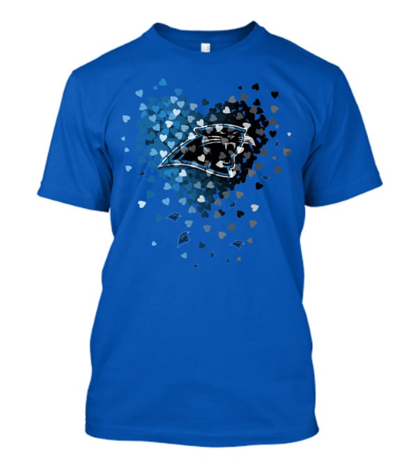 Carolina Panthers Heart-Shaped Blue And Black Logo T-Shirt