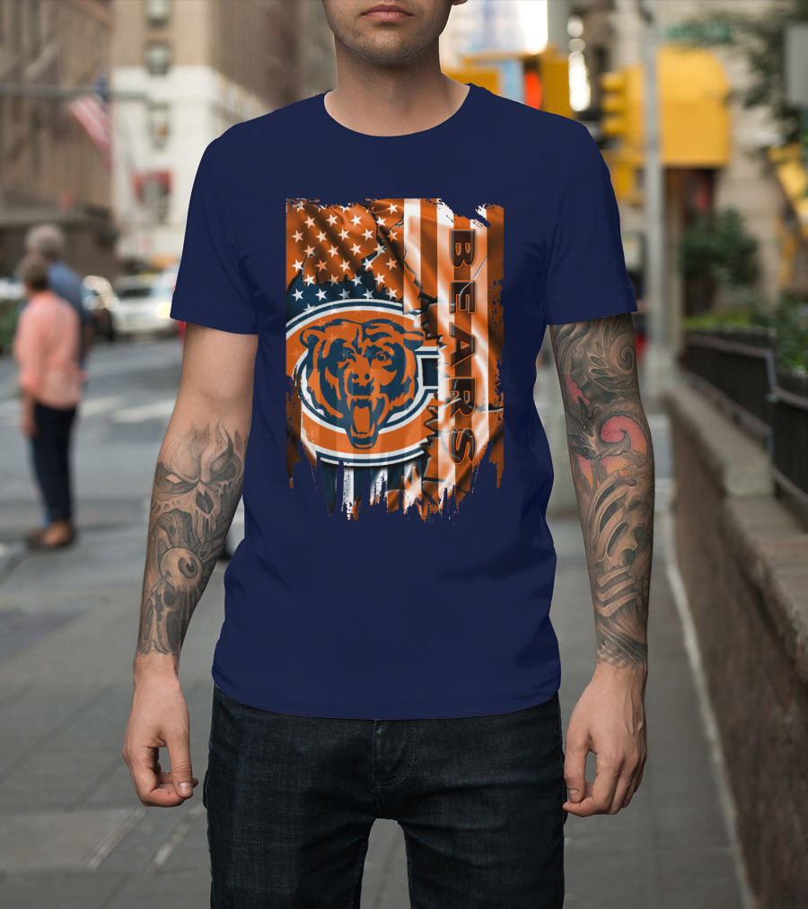 Chicago Bears American Flag Stars And Stripes T-Shirt