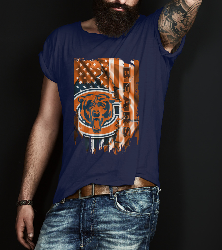 Chicago Bears American Flag Stars And Stripes T-Shirt