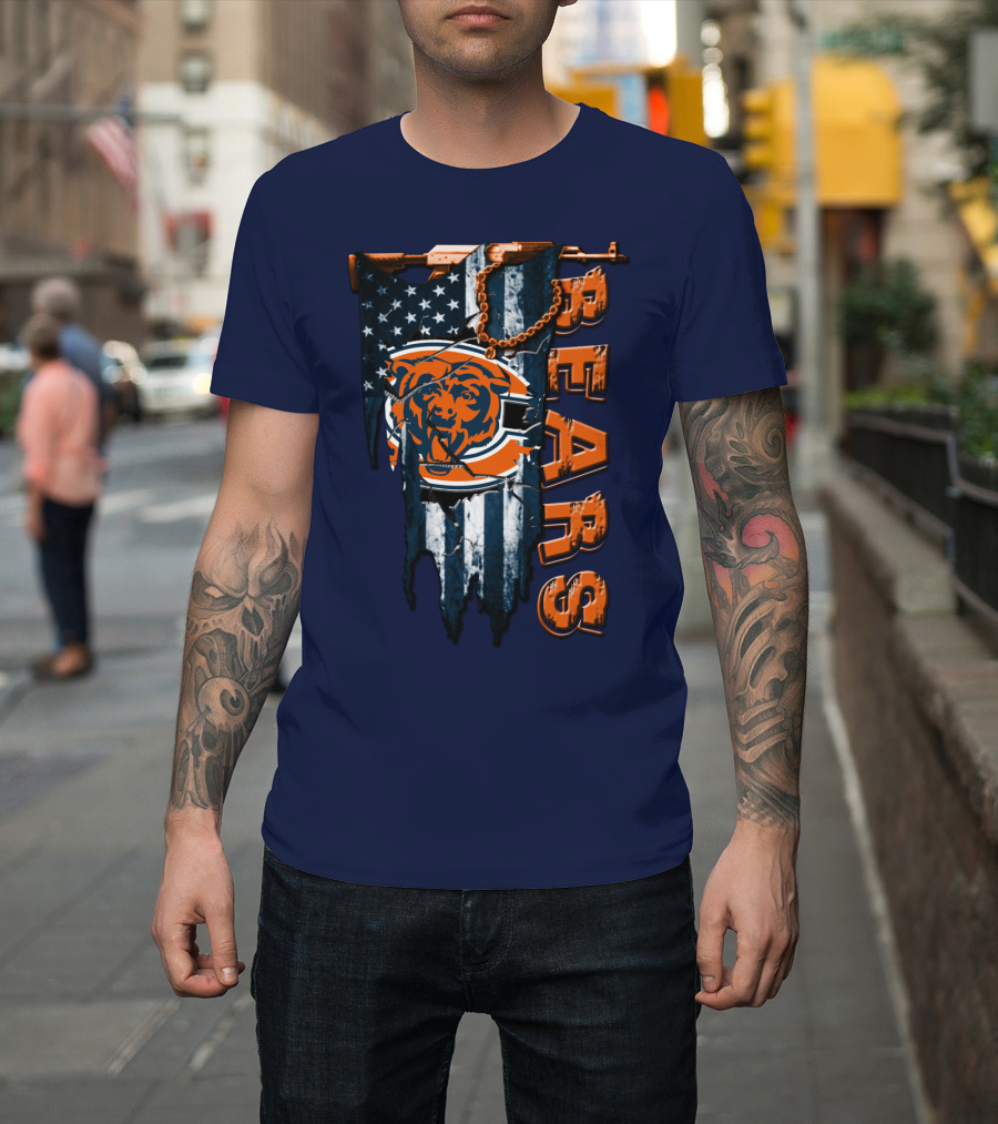 Chicago Bears American Flag Bear T-Shirt