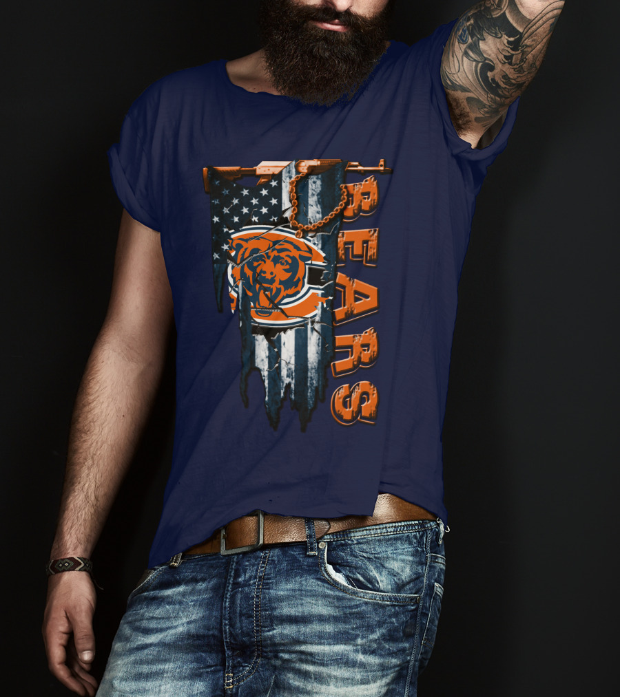 Chicago Bears American Flag Bear T-Shirt
