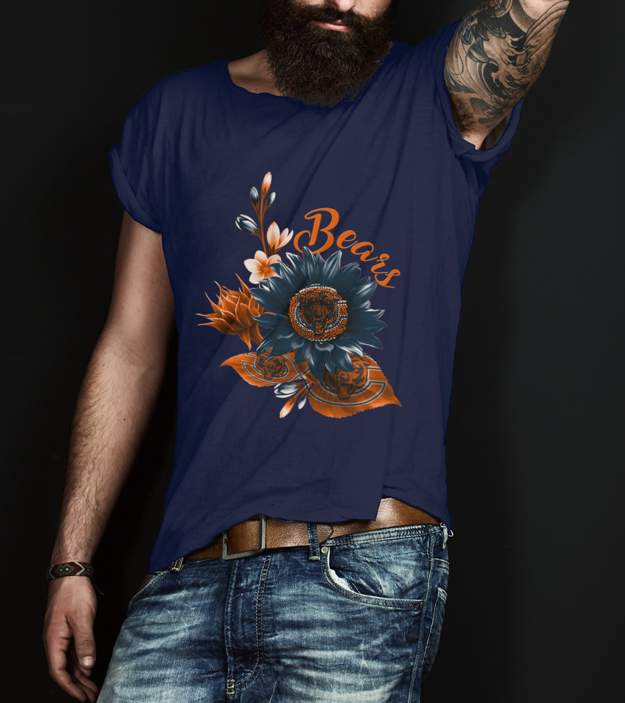 Bears Floral Design With Chicago Bears T-Shirt