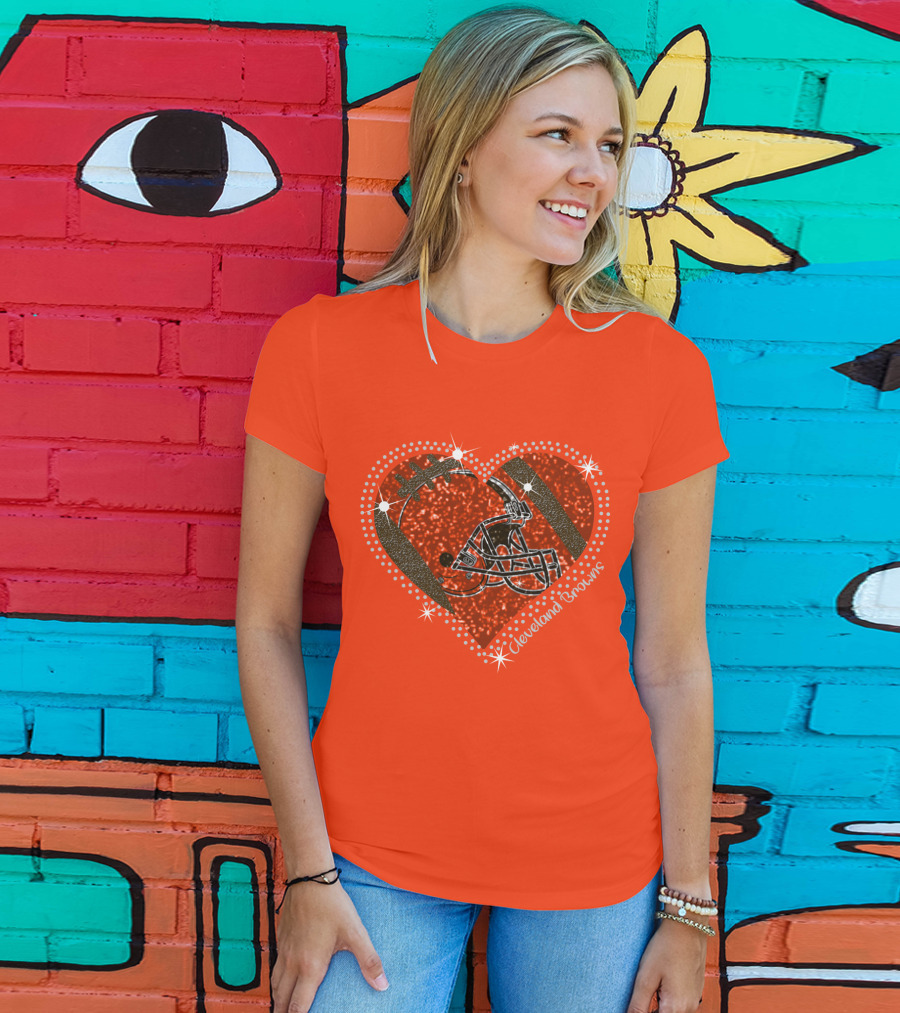 Cleveland Browns Heart Helmet Football Stars T-Shirt