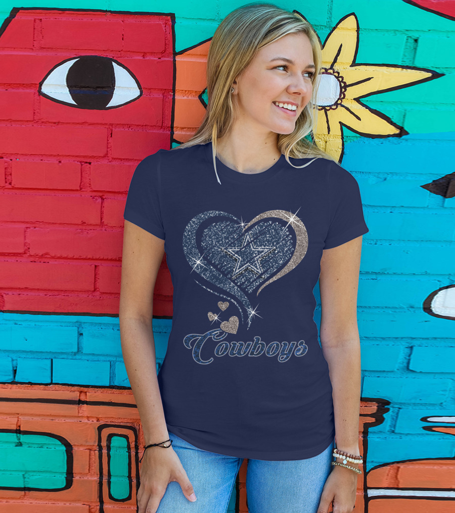 Cowboys Heart Star Glitter T-Shirt