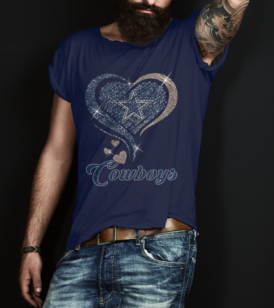 Cowboys Heart Star Glitter T-Shirt