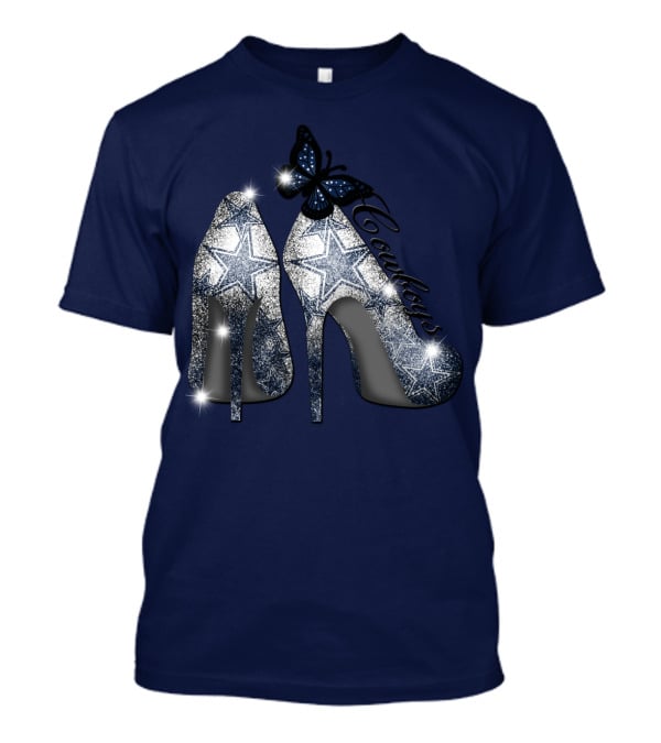 Dallas Cowboys Heels And Butterfly Sparkle Stars T-Shirt