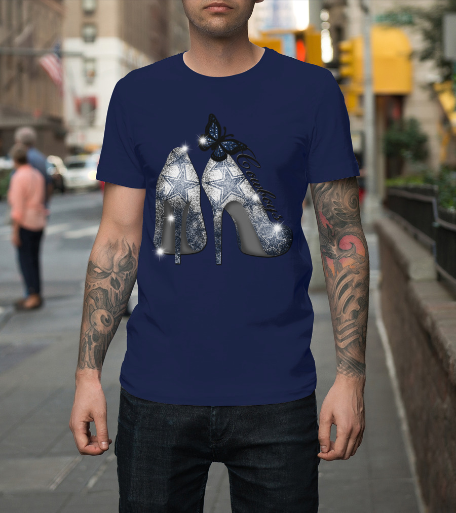 Dallas Cowboys Heels And Butterfly Sparkle Stars T-Shirt