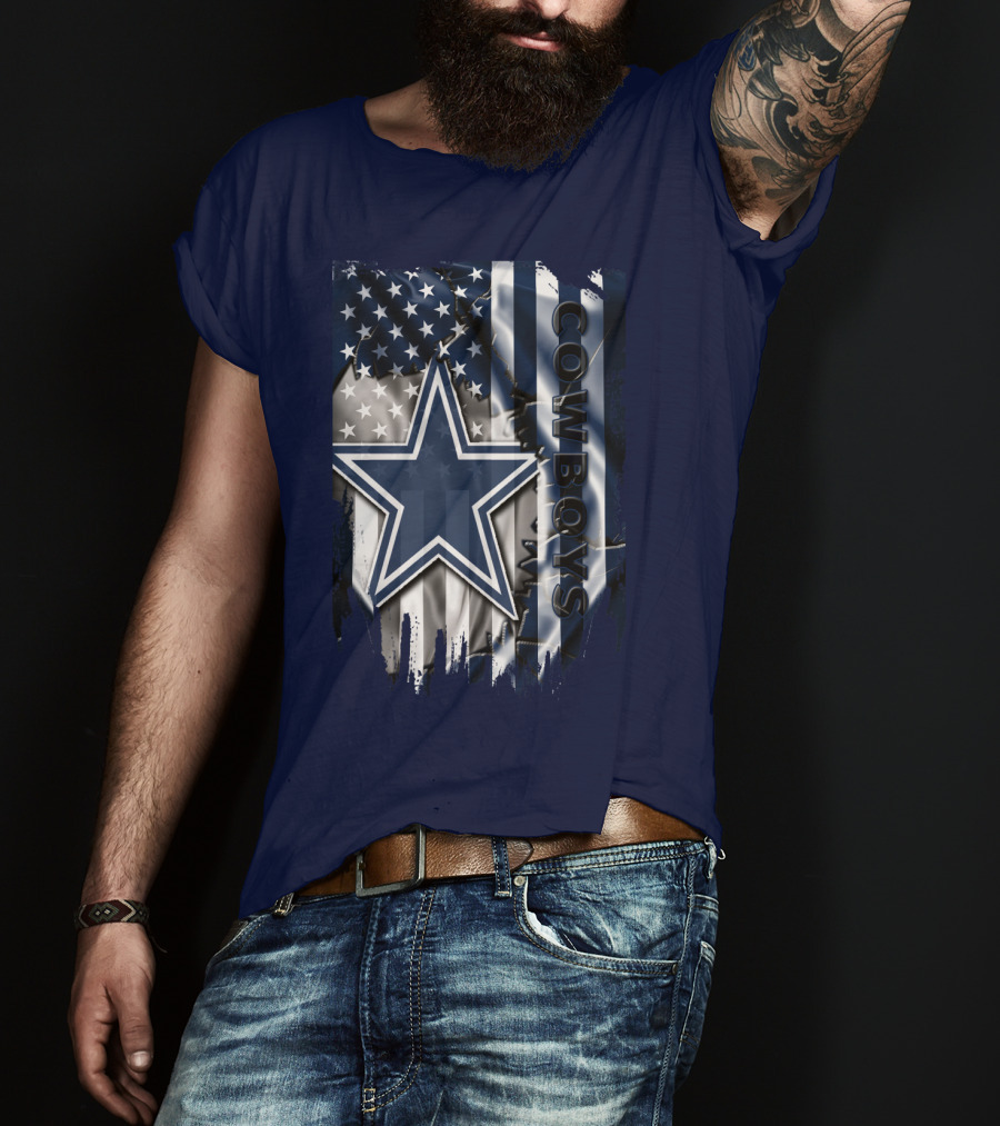 Cowboys American Flag Star Logo Navy Blue T-Shirt
