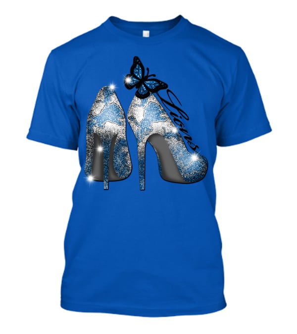 Detroit Lions High Heels Butterfly Sparkle T-Shirt