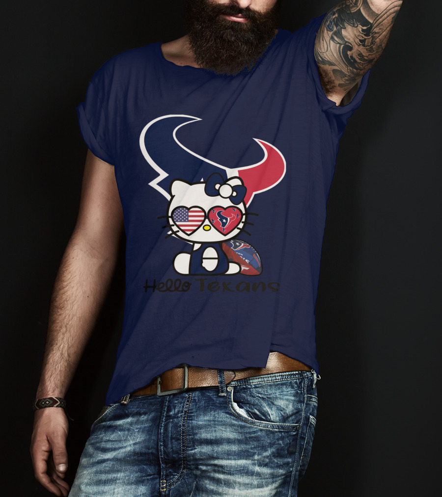 Hello Texans Houston Texans American Flag Football T-Shirt