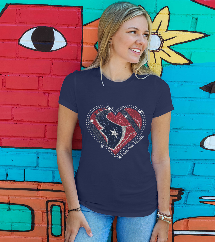 Houston Texans Heart Logo Sparkle T-Shirt