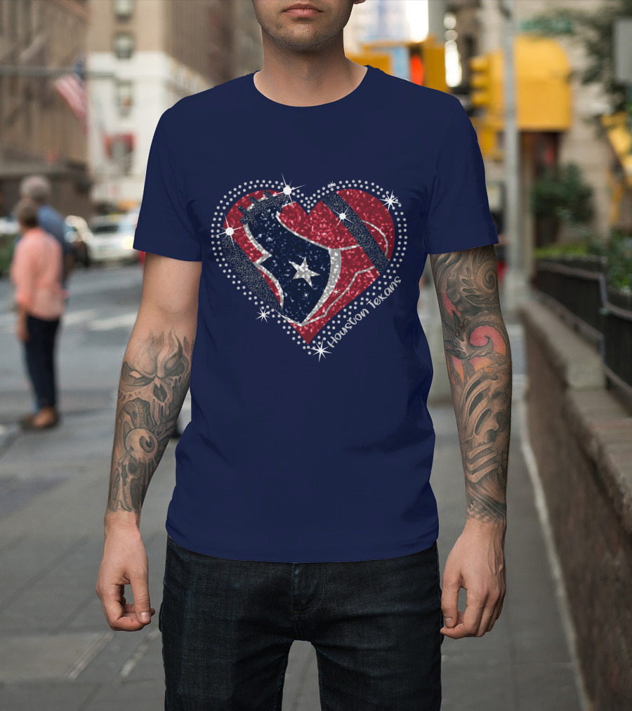 Houston Texans Heart Logo Sparkle T-Shirt