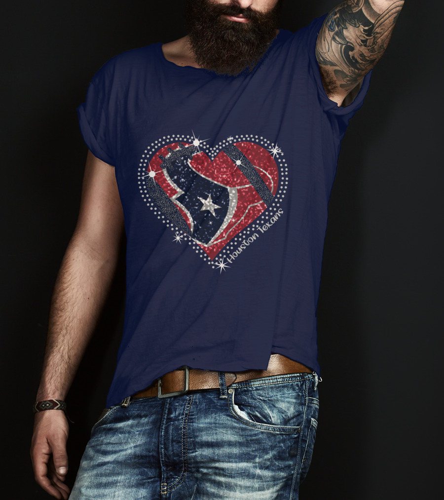 Houston Texans Heart Logo Sparkle T-Shirt