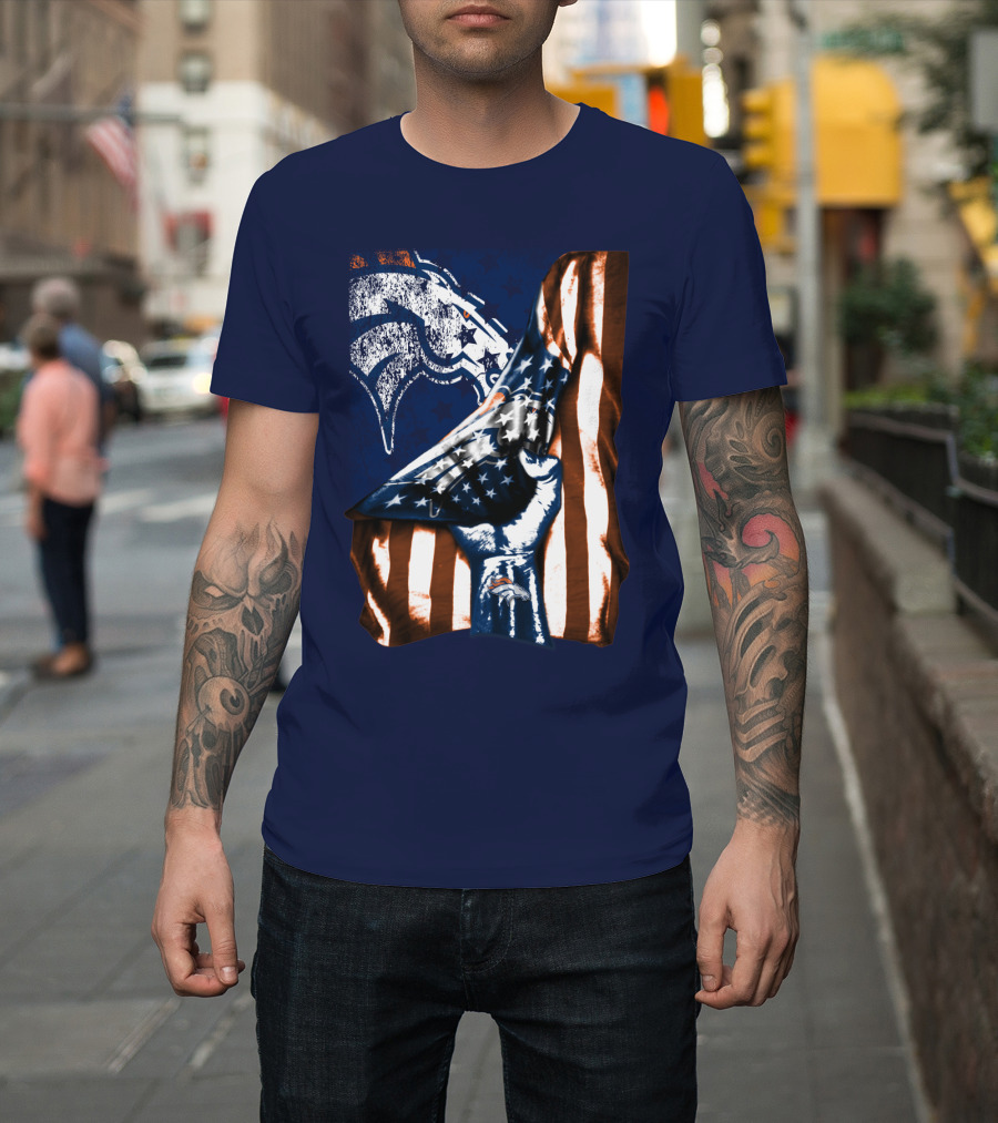 Denver Broncos American Flag Fist T-Shirt